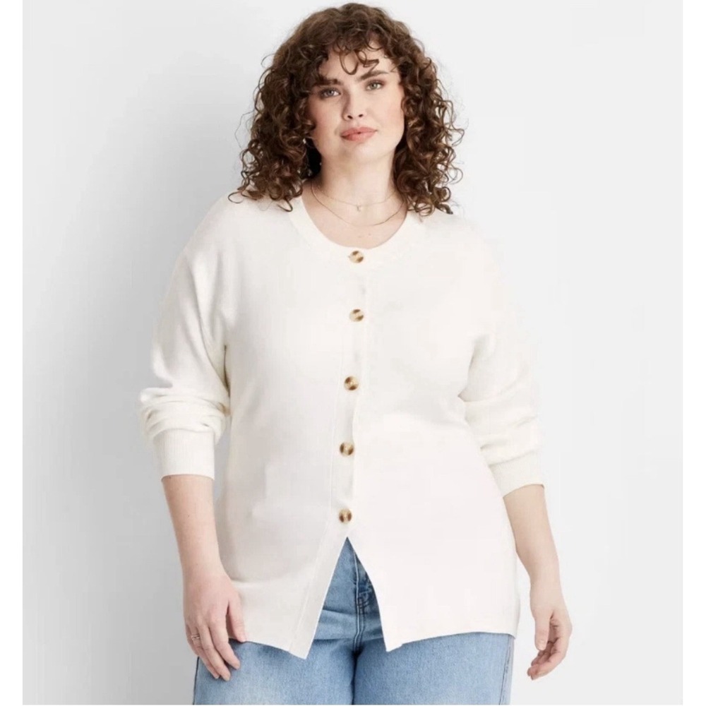 Future Collective Cardigan Women's Long Sleeve Sweater New Size L White NWT